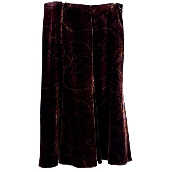 Lauren Ralph Lauren Vintage Velvet Paisley A-Line Skirt in Deep Purple Size 10 - Picture 3 of 10